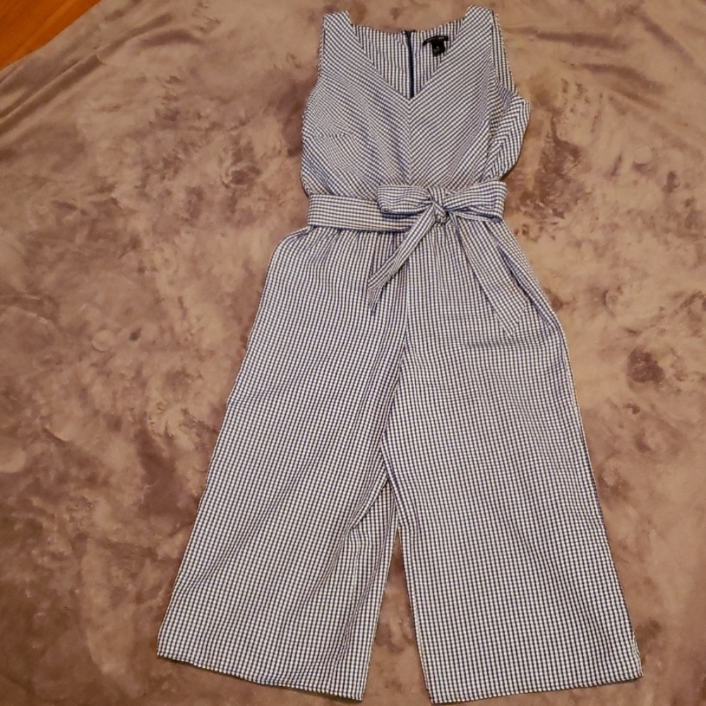 Sam and Jess navy/wht gingham jumpsuit - M